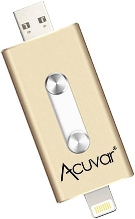 Acuvar 64GB Mobile USB Flash Drive for i-Phone, i-Pad and Most USB Enabled Devices for Data Transfer and Backup (Gold)