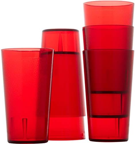 Restaurant Grade BPA-Free 12oz Red Plastic Cup 6 pk. Break Resistant Drinking Glasses Are Reusable Stackable and Shatterproof. Great Drink Tumblers for Cafe, Party and Catering Supplies (Red, 6). - Görsel 1
