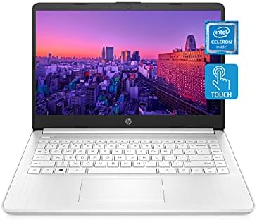 HP 14 Laptop, Intel Celeron N4020, 4 GB RAM, 64 GB Storage, 14-inch HD Touchscreen, Windows 11 Home, Thin & Portable, 4K Graphics, One Year of Microsoft 365 (14-dq0080nr, 2021, Snowflake White)