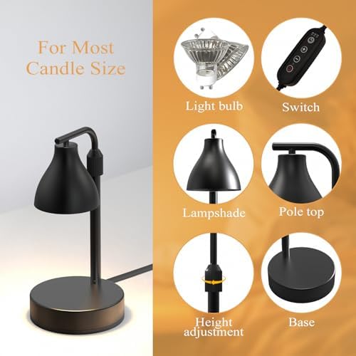 Vaincre Electric Candle Warmer Lamp - Decorative Candle Warmer with Timer and Dimmer, Home Room Decor, Gifts for Women, Candle Lamp with 2 Scented Wax Warmer Bulbs, Candle Melt Light for Jar Candles - Görsel 4