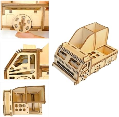 Pen Holder For Desk Cute Bus Pen Holder Diy Pencil Pen Holder Wooden Pen Holder Desk Organizer Desk Decorations - Görsel 4