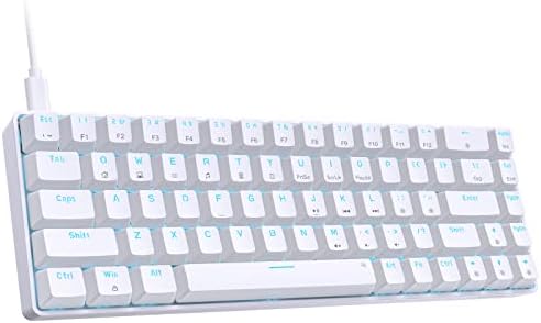 DIERYA T68SE 60% Gaming Mechanical Keyboard,Ultra Compact Mini 68 Key with Blue Switches Wired Keyboard,Anti-Ghosting Keys, for Windows Laptops and PC Gamers,White