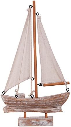 Wood Sailboat Decor Nautical Decoration for Home, 10.75" H Vintage Sail Boat Model Ship Rustic Beach Ocean Theme Tabletop Decor for Bathroom Living Room Party Decor (rustic wood)