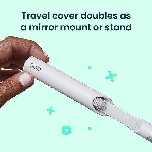 Quip Sonic Toothbrush for Adults - Timed Electric Toothbrush with Cover - Replaceable Brush Head, Soft Bristles, Plastic Handle, 3 Month Battery Life - Travel Toothbrush - Blue - Görsel 5