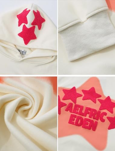 Aelfric Eden Womens Graphic Hoodies Pink Star Print Hoodie Unisex Oversized Hoodies Long Sleeve Pocket Pullover