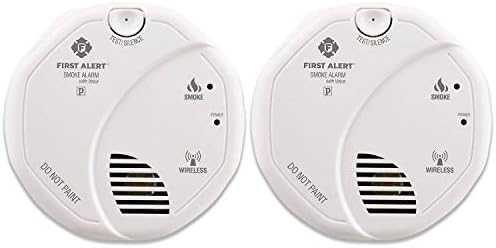 First Alert SA511CN2-3ST Wireless Interconnected Smoke Alarm with Voice Location, Battery Operated, Pack of 2 , WHITE