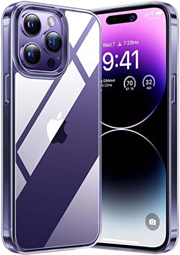 Phone case for iPhone 14 Pro Max 6.7 inches, Non-Yellowing, Crystal Clear, Transparent, Scratch Resistant, Compatible with Wireless Charging, Shock Resistant