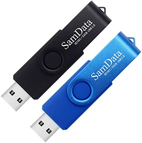 32GB USB Flash Drives 2 Pack 32GB Thumb Drives Memory Stick Jump Drive with LED Light for Storage and Backup (2 Colors Black Blue)