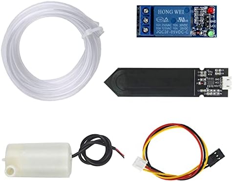 WayinTop Otomatik Sulama Kendin Yap Kiti Sulama Sistemi, Eğitimli, Toprak Nem Sensörü + 1 Kanal 5 V Röle Modülü + Mini Su Pompası + Arduino için 1 m PVC Hortum
