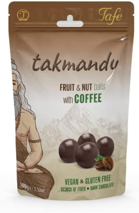 Tafe Takmandu Kahveli Glutensiz ve Vegan Bitter Çikolata Kaplı HurmaTopları 100g