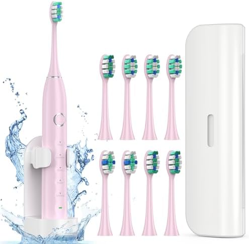 Electric Toothbrush for Adults with 8 Brush Heads, Sonic Toothbrush Rechargeable with a Holder & Travel Case, 2.5 Hours Charge for 120 Days Use