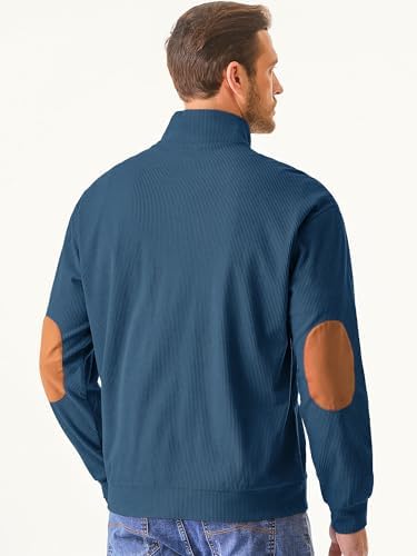 JMIERR Men's Corduroy Sweatshirt Casual Long Sleeve Stand Collar Button Pullover Sweatshirts with Pockets - Görsel 4