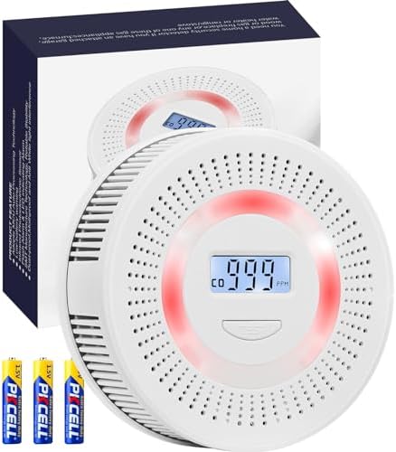 2 in 1 CO & Smoke Detector, Carbon Monoxide Detectors with Test/Reset Button and Digital LED Display & Detectors Alarms and Batteries, CO Monitor Alarm Detector for Home-Office-Basement-Garage