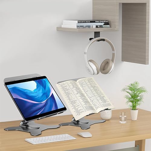 Laptop Stand, Adjustable Laptop Stand with 360 Rotating Base, Heavy Stable Riser Holder, Aluminum Laptop Holder Stand for All Computers, Silver - Görsel 6