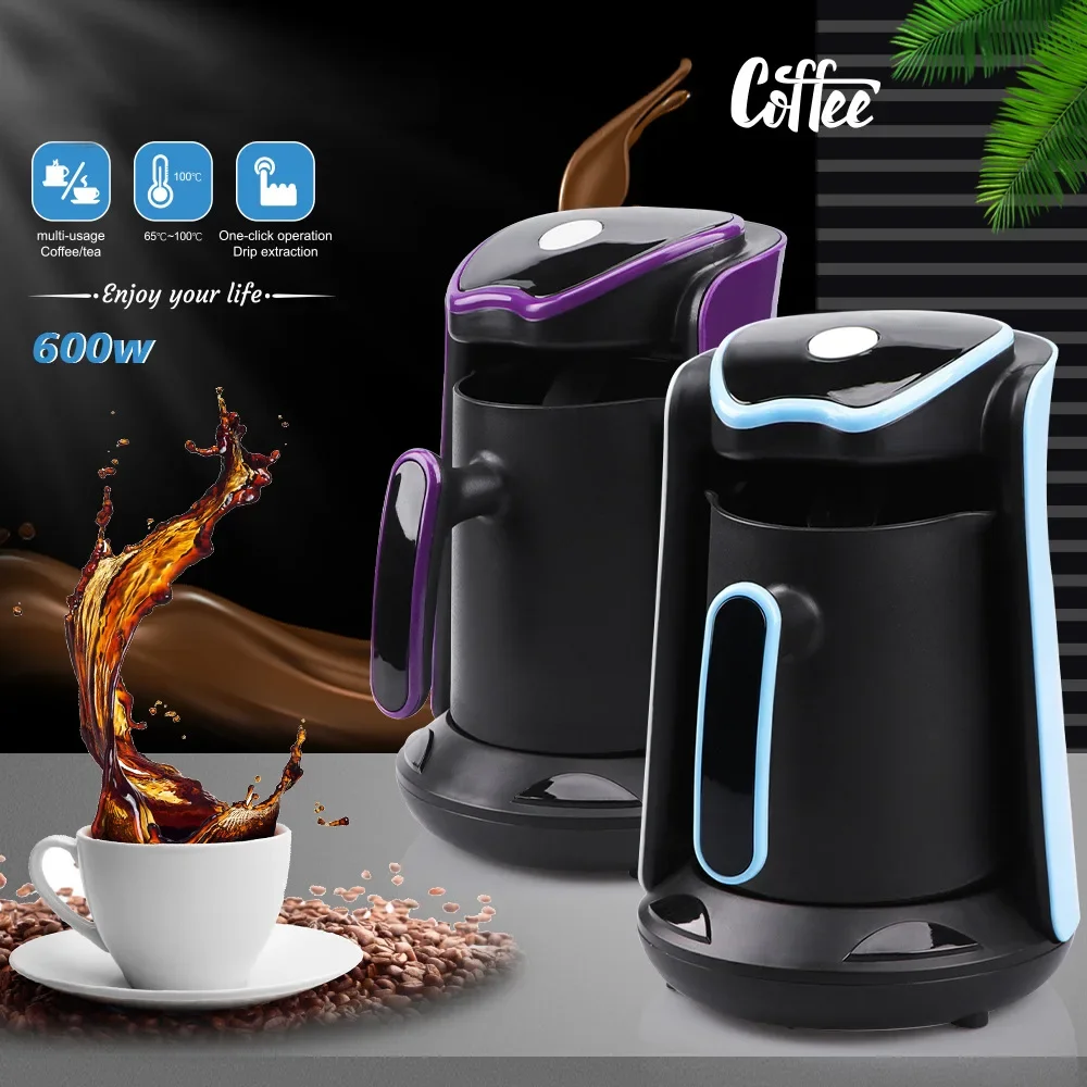 450ML 600W otomatik elektrikli türk/yunan kahve makinesi makinesi 110/220V 4 bardak taşınabilir Espresso çay elektrik cafe Percolators