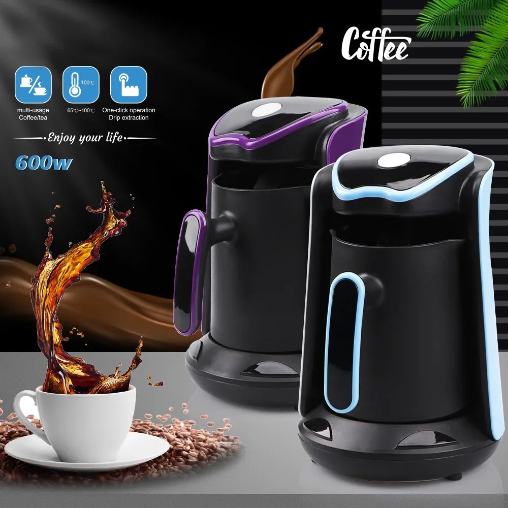 450ML 600W otomatik elektrikli türk/yunan kahve makinesi makinesi 110/220V 4 bardak taşınabilir Espresso çay elektrik cafe Percolators