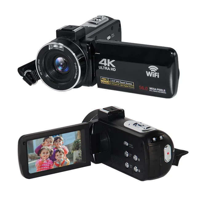 4K Ultra HD dijital kamera 3.0 Inci 48MP 18X Zoom Wifi kamera rüzgar geçirmez mikrofon dolgu ışığı ile YouTube için Video Vlogging