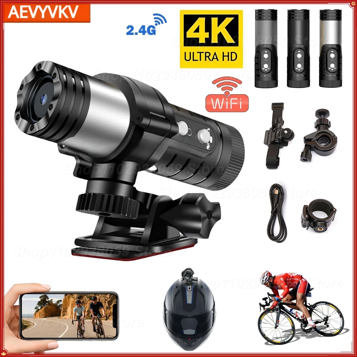 4K WIFI eylem kamera motosiklet bisiklet kask kamera açık su geçirmez spor kamerası eylem kam araba dvr'ı Video kaydedici Dash kamera - Görsel 1