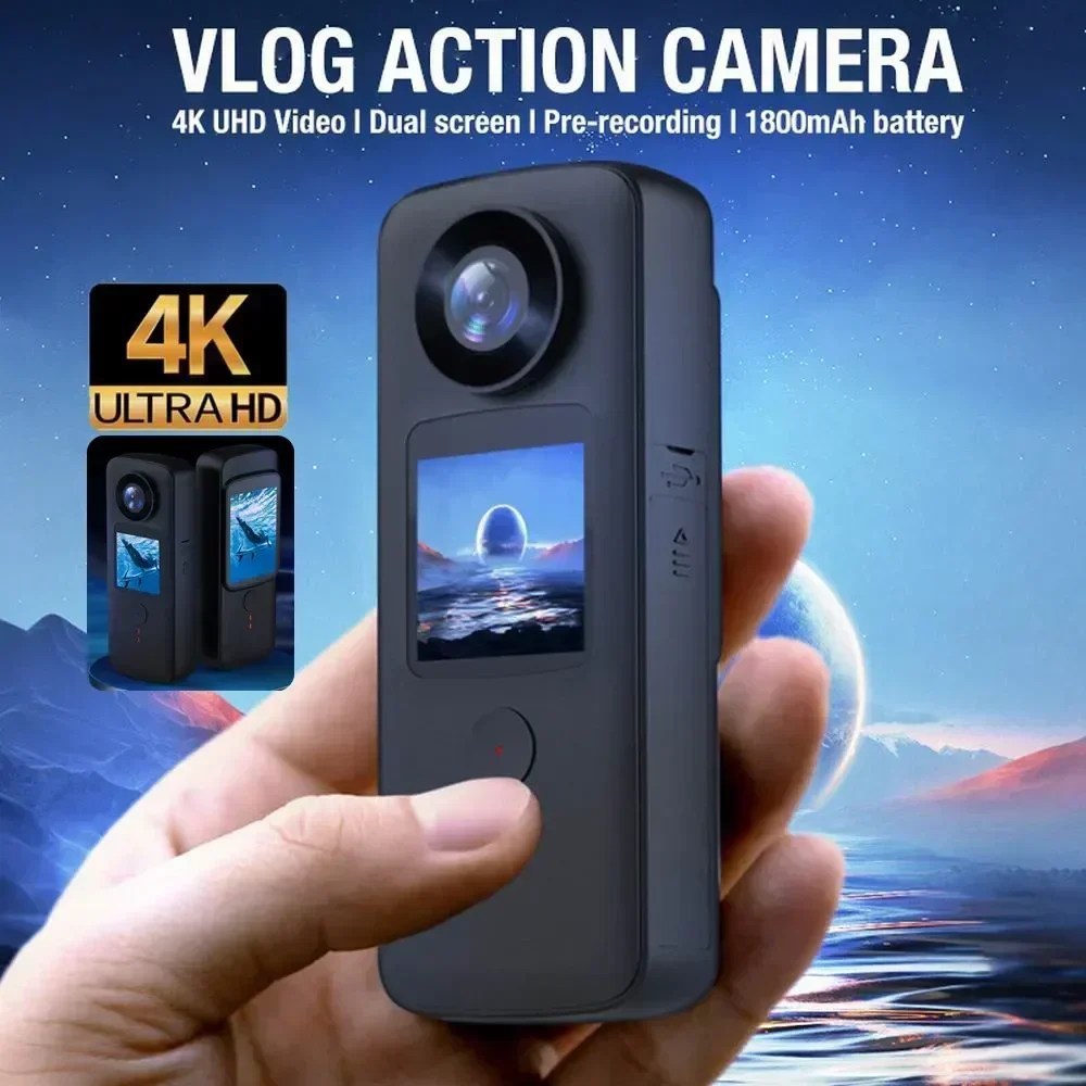 4K WiFi Anti-shake eylem kamera çift ekran 30m su geçirmez dokunmatik ekran spor kamera seyahat Video kaydedici dalış Bodycam için
