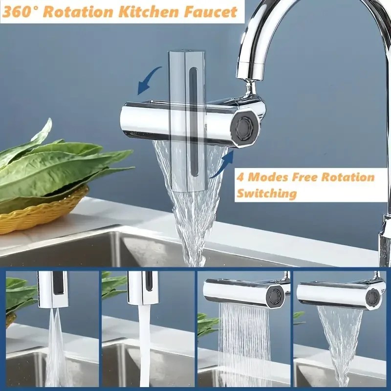 4thGear şelale lavabo mutfak musluk sıcak soğuk mikser lavabo çoklu su çıkışları rotasyon uçan yağmur dokunun tek delik banyo - Görsel 2