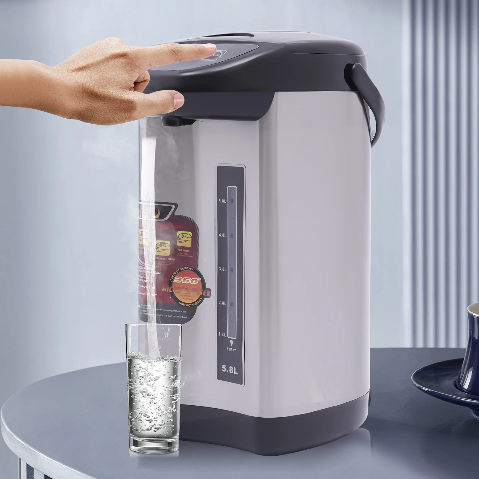 5.8 litre 750W Thermopot su sebili paslanmaz çelik sıcak su yeni