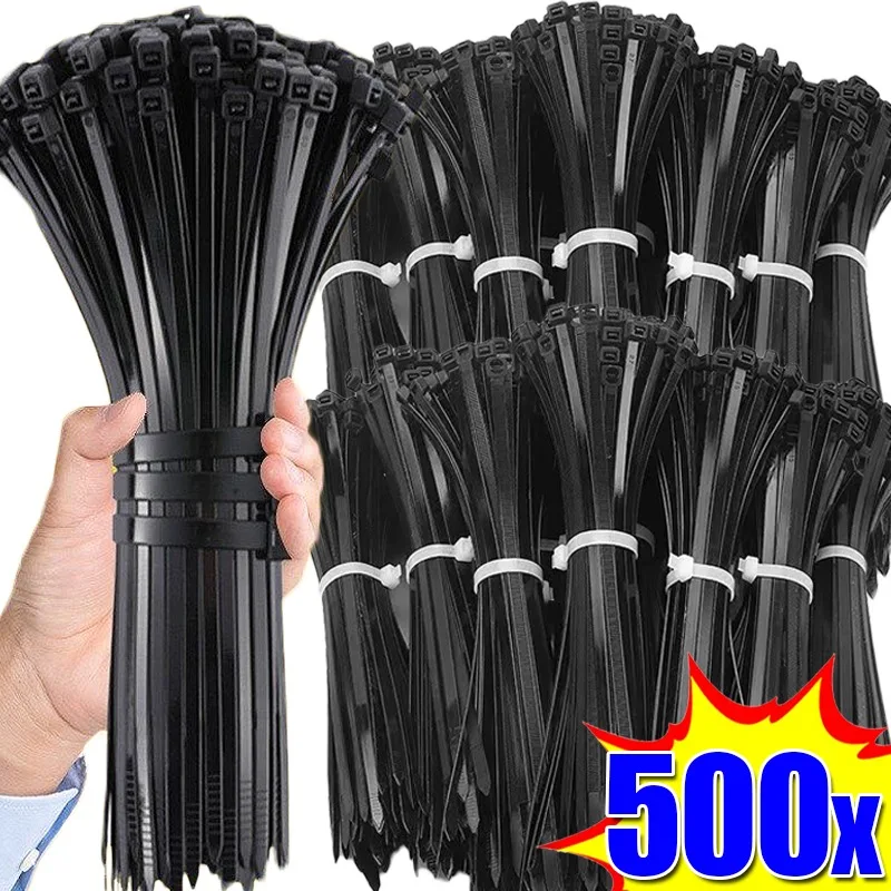 500/100 adet plastik naylon kablo bağları kendinden kilitleme kordon bağları sapanlar ayarlanabilir kablolar sabitleme döngü ev ofis tel Zip kravat