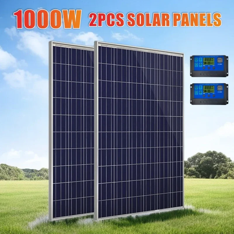 500W 1000W GÜNEŞ PANELI kiti komple 12V Polycrystalline güç taşınabilir açık şarj edilebilir güneş pili güneş jeneratör ev için