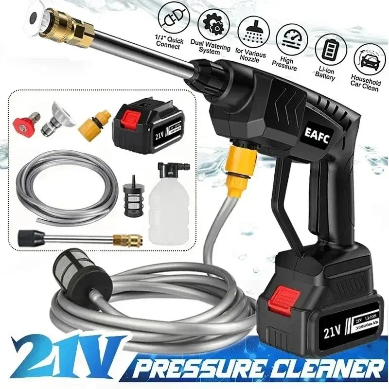 500W 21V kablosuz yüksek basınçlı araba yıkama su tabancası püskürtme tabancası mAh pil ile yüksek basınçlı yıkayıcı taşınabilir 30000 köpük jeneratörü