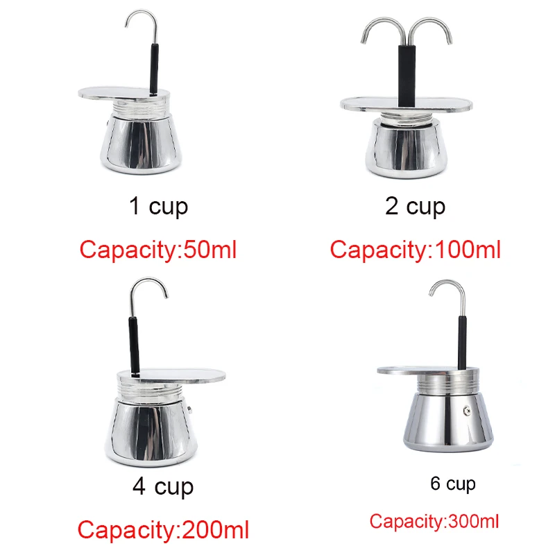 50ml/100ml/300ml Pot Pot 304 paslanmaz çelik İtalyan kahve makinesi Espresso Mini el dökün kahve aletleri mutfak gereçleri
