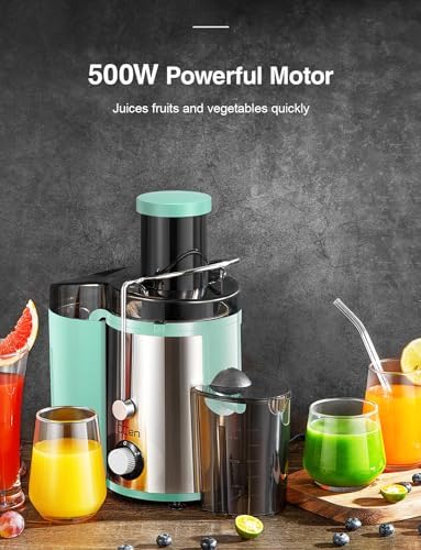 Juicer Machine, 800W Centrifugal Juicer Extractor with Wide Mouth 3” Feed Chute for Fruit Vegetable, Easy to Clean, Stainless Steel, BPA-free (Aqua) - Görsel 5
