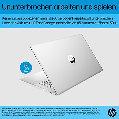 HP 43,9 cm (17,3 inç) FHD IPS ekran, AMD Ryzen 3 7320U, 8 GB RAM, 256 GB SSD, AMD Radeon grafik, Windows 11 Home, QWERTZ klavye, HP Fast Charge, gümüş - Görsel 4