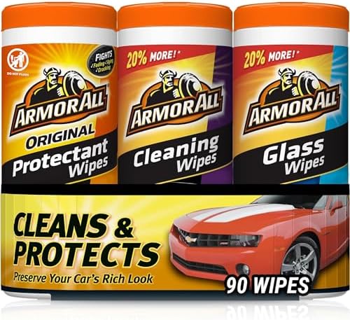 Armor All Protectant, Glass and Cleaning Wipes, Wipes for Car Interior and Car Exterior, 30 Count Each (Pack of 3)