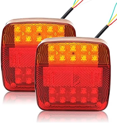 AOJO 2 PCS LED Rückleuchten Anhänger, 12V wasserdichte Anhängerbeleuchtung Rücklicht KFZ Heckleuchten mit ECE E-Geprüfte für PKW LKW RV Caravan Van