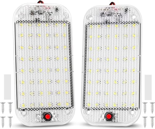 Thlevel Otomobil iç aydınlatması, LED araç iç aydınlatması, 48 LED, 12 V – 85 V, beyaz lamba, açma/kapama şalterli, otomobil, karavan, kamyon, van için, evrensel aydınlatma (2 adet)