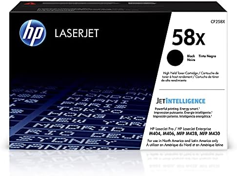 HP 58X Black High-yield Toner Cartridge | Works with HP LaserJet Enterprise M406dn, HP LaserJet Enterprise MFP M430f, HP LaserJet Pro M404 Series, HP LaserJet Pro MFP M428 Series | CF258X