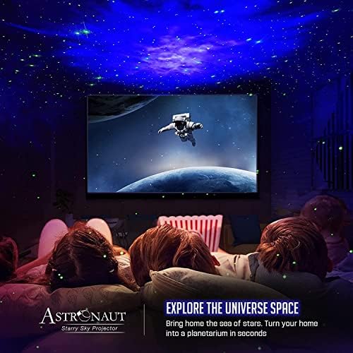 Star Projector Galaxy Night Light - Astronaut Space Projector, Starry Nebula Ceiling LED Lamp with Timer and Remote, Kids Room Decor Aesthetic, Gifts for Christmas, Birthdays, Valentine's Day - Görsel 6