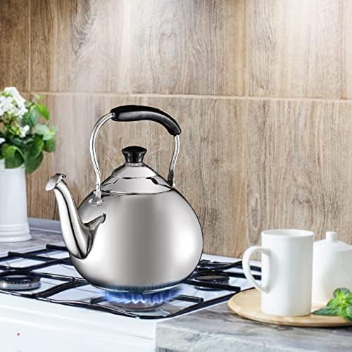 Okllen Stainless Steel Teakettle Stovetop, 3 Quart Stainless Steel Tea Pot with Ergonomic Handle, Modern Tea Kettle for Gas Electric Induction Stove Top - Görsel 5
