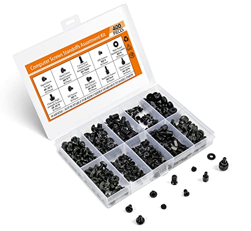 400PCS Motherboard Standoffs Computer Screws Assortment Kit for Motherboard PC Fan HDD Power Supply SSD Hard Drive Graphics PC Case, Motherboard Mounting Screws for DIY PC Building and Repair