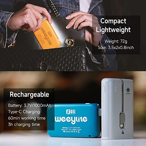Weeylite LED On Camera Video Light, 360° Full Color RGB LED Camera Light with App Control, Pocket Photo Light 2800-6800K Portable Panel Lights Photography Lighting for Photoshoot Zoom Lighting - Görsel 5