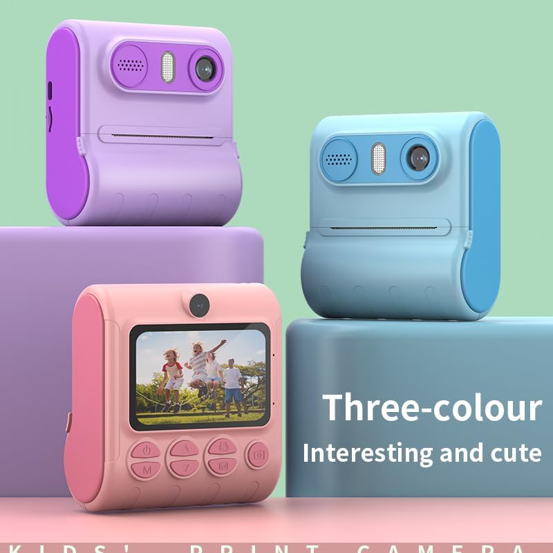 Instant Print Camera for Kids, 1080P HD Instant Print Photo, Christmas Birthday Gifts Girls Boys Age 3-12, Portable Toy 3 4 5 6 7 8 9 10 Year Old Girl with 3 Rolls Photo Paper (Blue) - Görsel 6