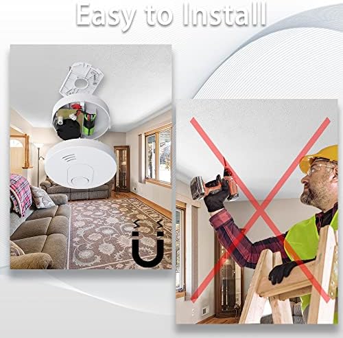 Andyssey Smoke Detector, 10 Year Battery Operated Smoke Alarm with LED Indicator, Photoelectric Fire Alarm Smoke Detector with Test & Silence Button for Home, 2 Packs - Görsel 6