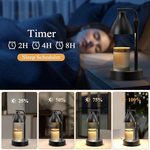 Vaincre Electric Candle Warmer Lamp - Decorative Candle Warmer with Timer and Dimmer, Home Room Decor, Gifts for Women, Candle Lamp with 2 Scented Wax Warmer Bulbs, Candle Melt Light for Jar Candles - Görsel 6