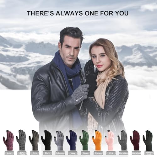 TRENDOUX Winter Gloves for Men Women - Upgraded Touch Screen Cold Weather Thermal Warm Knit Glove for Running Driving Hiking - Görsel 6