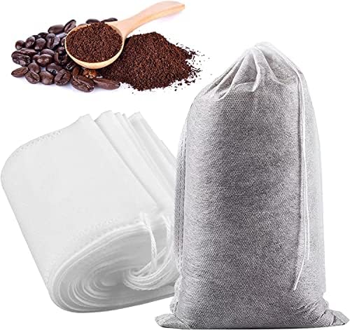 200pcs Cold Brew Coffee Filter Bags, 2'' x 2.8'' No Mess Disposable Filter Bag with Drawstring for Coffee Grounds & Loose Teas
