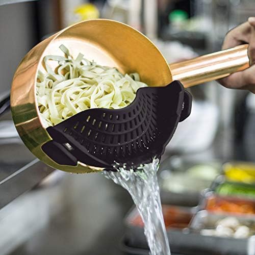 AUOON Clip On Strainer Silicone for All Pots and Pans, Pasta Strainer Clip on Food Strainer for Meat Vegetables Fruit Silicone Kitchen Colander - Görsel 6