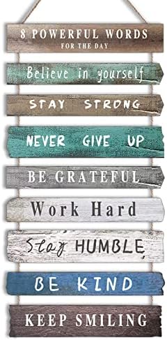 Inspirational Wall Art Decor for Office, Wooden Rustic Hanging Motivational Wall Art Decoration Sign, Inspiring Positive Quotes Wall Art for Home Living Room Bedroom Bathroom Classroom Gym 12"x24"