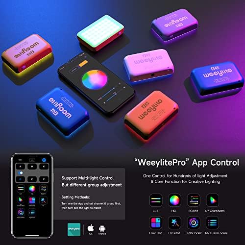 Weeylite LED On Camera Video Light, 360° Full Color RGB LED Camera Light with App Control, Pocket Photo Light 2800-6800K Portable Panel Lights Photography Lighting for Photoshoot Zoom Lighting - Görsel 4