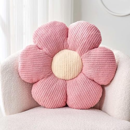 Flower Throw Pillow, Soft Pink 14.9" Flower Pillow for Home Decor, Cute Flower Shaped Floor Pillow Aesthetic Flower Plush Decorative Pillows for Bed Sofa Couch - Görsel 1