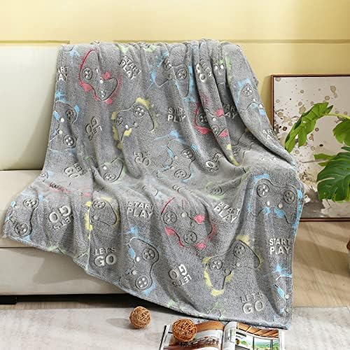 Gamer Throw Blanket Glow in The Dark, Game Toy Gifts for Teens Boys Men, Gaming Controller Easter Birthday Christmas Valentines Day Gifts for Age 2 3 4 5 6 7 8 9 10 Year Old Kids - Görsel 5