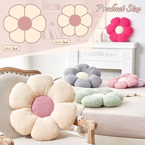 Flower Throw Pillow, Soft Pink 14.9" Flower Pillow for Home Decor, Cute Flower Shaped Floor Pillow Aesthetic Flower Plush Decorative Pillows for Bed Sofa Couch - Görsel 2